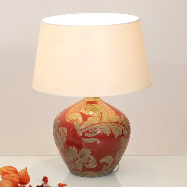 Holländer Lampă de masă Toulouse rotundă, h=42 cm, roșu, Roșu, Camera de zi / sufragerie, Ceramică, Antichitate