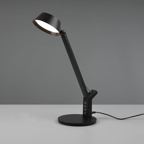 Trio Lighting Lampă de masă LED Ava cu funcție dimmer, negru, reglabil, Negru, Studiu / Birou, Plastic, Modern