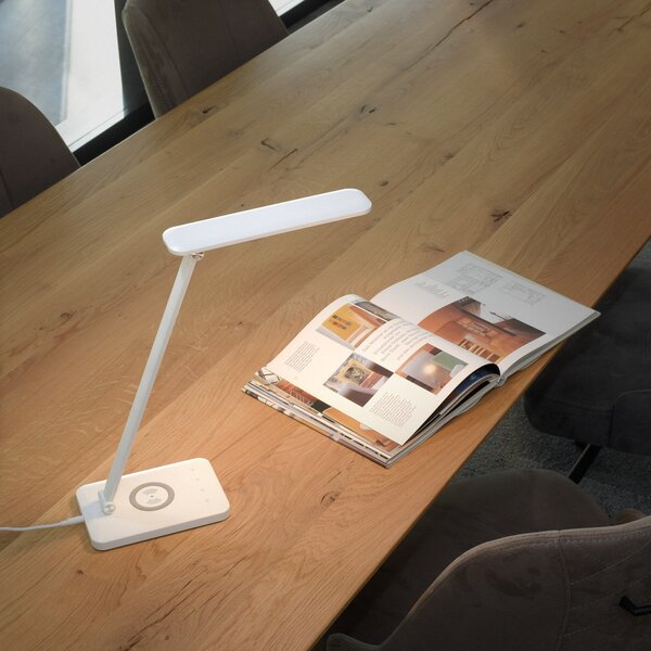 JUST LIGHT. GmbH Lampă de birou LED Florentina, alb, reglabil, Alb, Studiu / Birou, Plastic