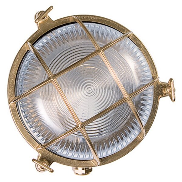Moretti Luce Aplică de exterior Tortuga, alamă, sticlă clară, Auriu / Alamă, Metal, Maritimă