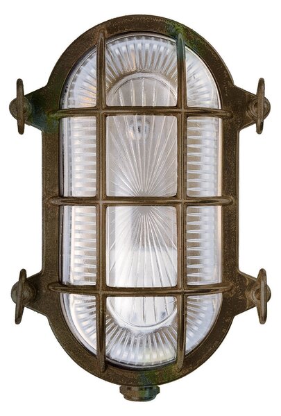 Moretti Luce Aplică Tortuga ovală 22,5cm alamă antic/clar, reglabil, Bronz / Alamă Veche, Metal, Maritimă