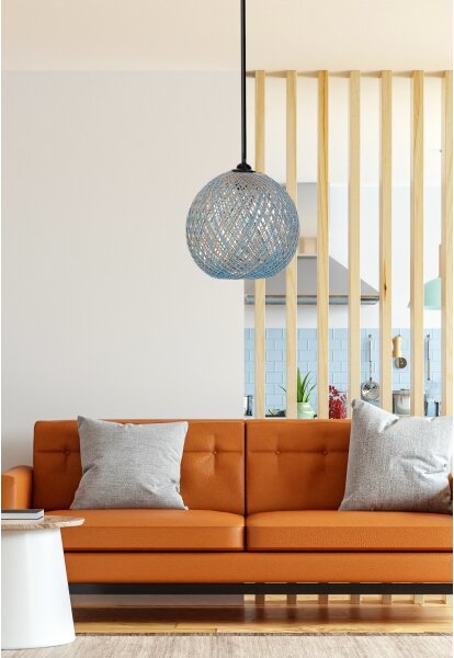 Lustră pe cablu JUTE 1xE27/60W/230V albastră