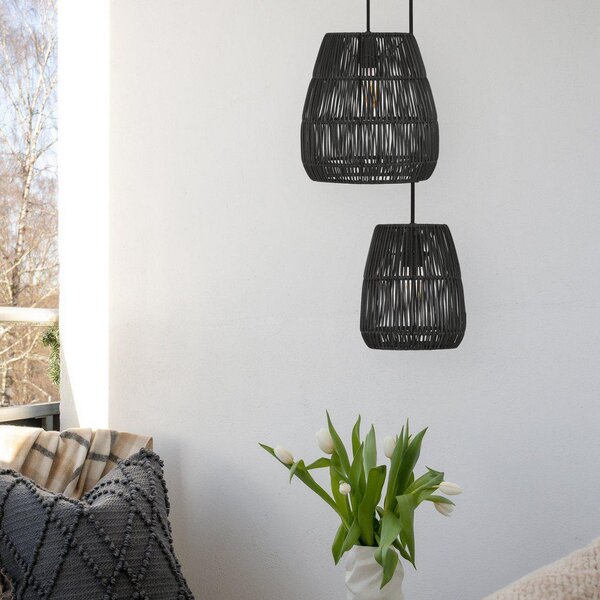 PR Home Saigon lampă suspendată de exterior negru Ø18cm cablu 2.5m, reglabil, Negru, Plastic