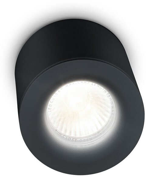 Helestra Lot plafonieră de exterior, IP65, negru, reglabil, Negru, Metal, Modern