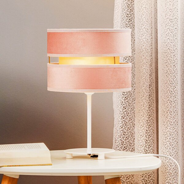 Duolla Lampă de masă Golden Duo înălțime 30 cm roz deschis/auriu, Roz / Rosé, Camera de zi / sufragerie, Țesătură / Textil