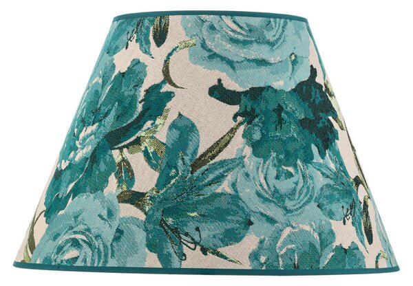 Duolla Abajur Sofia Înălțime 31 cm, model floral turcoaz, Albastru, Țesătură / Textil