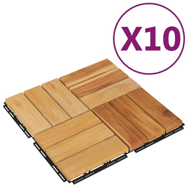 Plăci de pardoseală, 10 buc., 30x30 cm, lemn masiv de tec