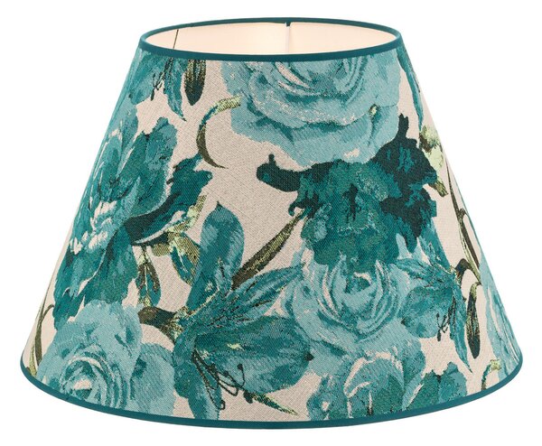 Duolla Abajur Sofia Înălțime 31 cm, model floral turcoaz, Albastru, Țesătură / Textil