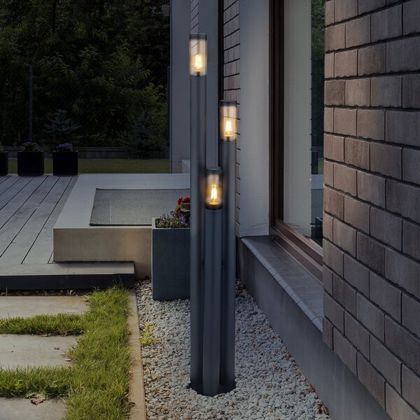 Globo Lampadar Boston, 3 fluxuri, antracit, reglabil, Negru, Metal, Modern