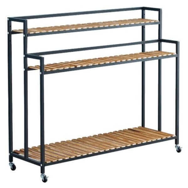 Suport pentru flori cu 3 rafturi FLOREXA 100x40x102 cm, negru