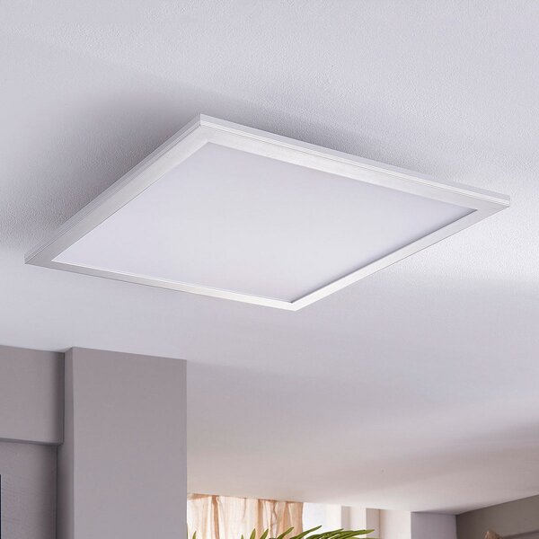 Lindby Panou LED Livel, set de 2, 4.000 K, 40 x cm, argintiu, Metalic, Bucătărie, Plastic, Modern
