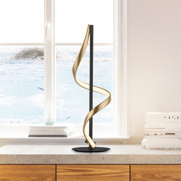 Q-Smart-Home Paul Neuhaus Q-Swing lampă de masă, antracit/alamă, reglabil, Negru, Camera de zi / sufragerie, Metal, Modern