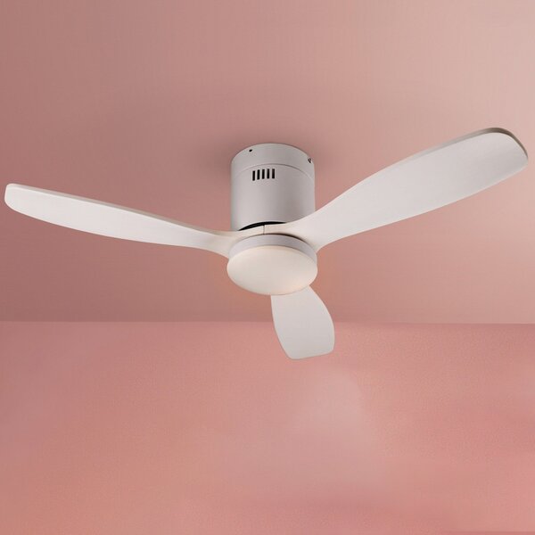 Schuller Valencia LED ventilator de tavan Siroco Mini, DC, silențios, alb, CCT, reglabil, Alb, Camera de zi / sufragerie, Lemn, Modern
