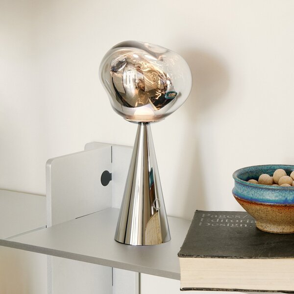 Tom Dixon Lampa de masă cu baterie LED Melt Portable, argintiu, 29 cm, reglabil, Metalic, dormitor, Plastic, Design