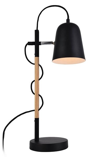 Viokef Eddie lampă de masă din oțel și lemn negru, Negru, Camera de zi / sufragerie, Metal