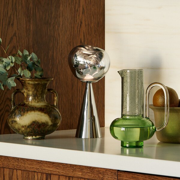 Tom Dixon Lampa de masă cu baterie LED Melt Portable, argintiu, 29 cm, reglabil, Metalic, dormitor, Plastic, Design