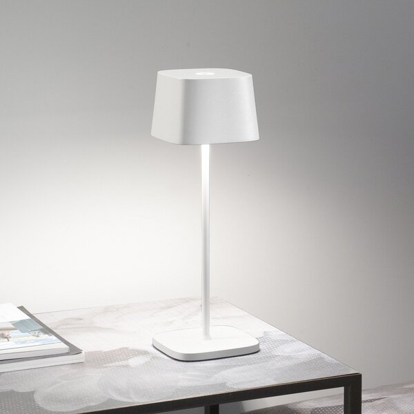 Zafferano Ofelia 3K lampă de masă reîncărcabilă IP65 alb, reglabil, Alb, Camera de zi / sufragerie, Aluminiu, Modern