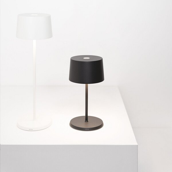 Zafferano Olivia mini 3K lampă de masă reîncărcabilă gri, reglabil, Gri, Camera de zi / sufragerie, Aluminiu, Modern