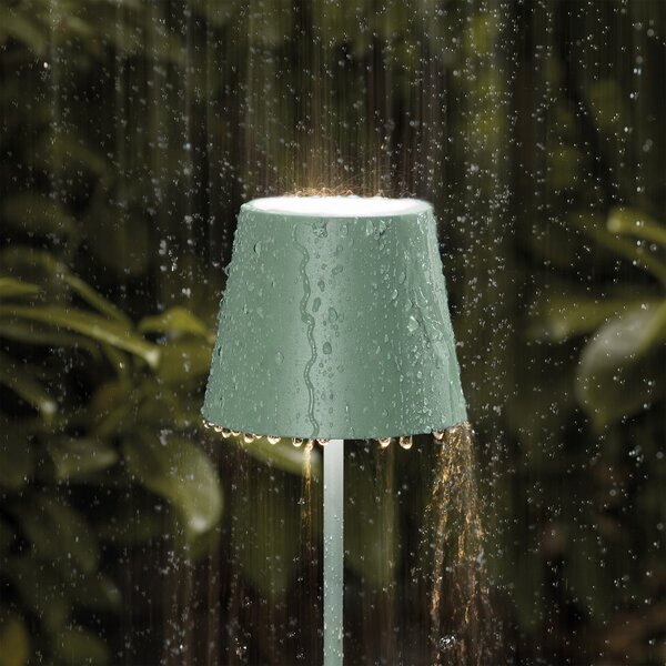 Sigor Nuindie LED lampă de masă reîncărcabilă, USB-C, verde salvie, IP54, dimabil, reglabil, Verde, Camera de zi / sufragerie, Metal, Modern