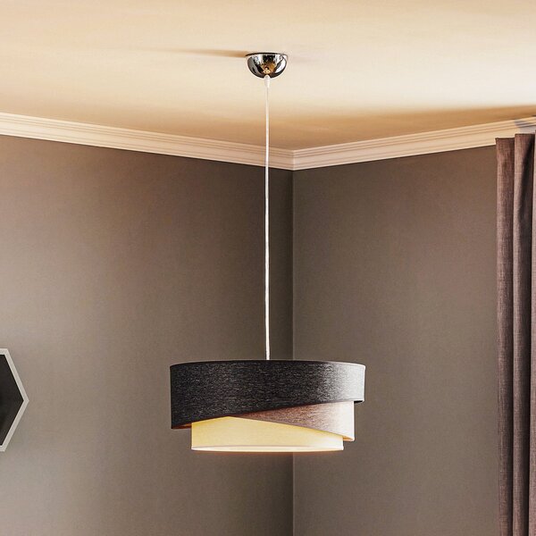 Euluna Kobo lampă suspendată, grafit/gri/alb, reglabil, Gri, Camera de zi / sufragerie, Țesătură / Textil, Modern
