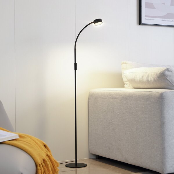 Lindby lampadar LED Maori, 140 cm, negru, CCT, dimabil, reglabil, Negru, Studiu / Birou, Metal, Modern