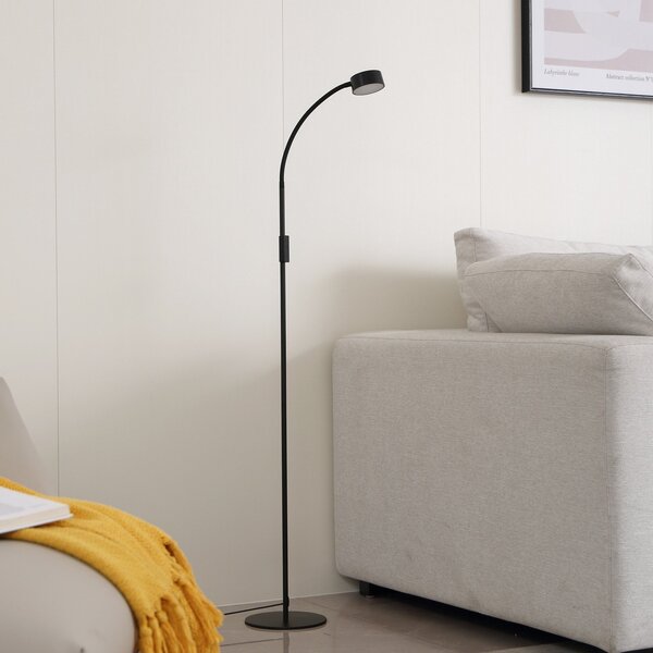 Lindby lampadar LED Maori, 140 cm, negru, CCT, dimabil, reglabil, Negru, Studiu / Birou, Metal, Modern