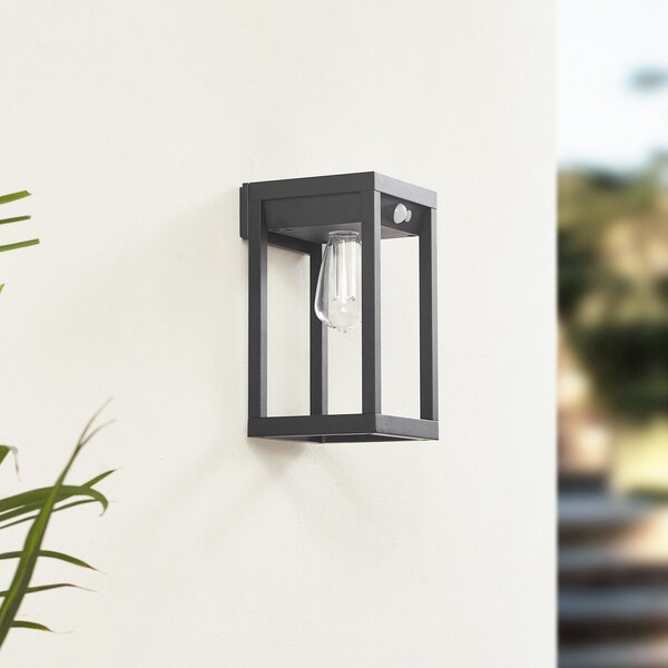 Lindby Smart LED lampă solară de perete Enea, senzor, CCT, RGB, Tuya, reglabil, Negru, Plastic, Modern, Soclu de perete jos