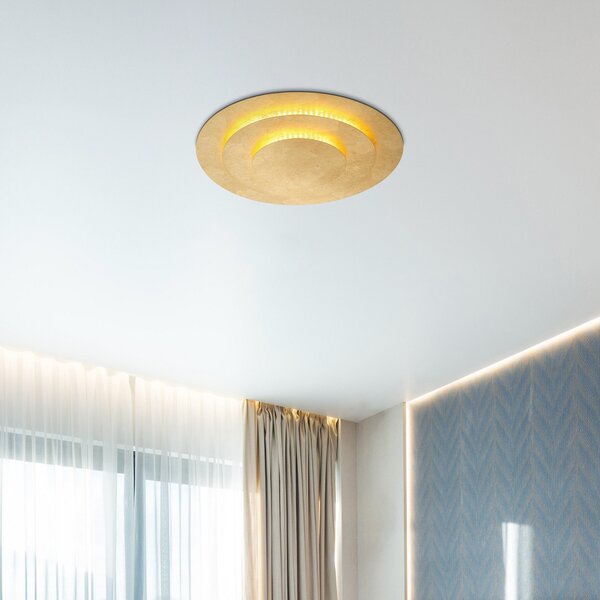 Globo Heda Plafonieră cu LED, Ø 35 cm, auriu, metal, Auriu / Alamă, Camera de zi / sufragerie, Metal, Modern