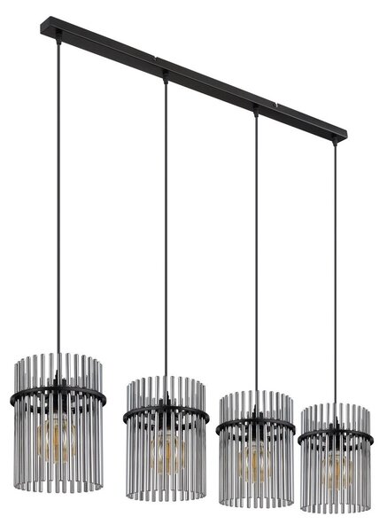 Globo Suspensie Gorley, lungime 110 cm, gri fumuriu, 4 lumini, sticlă, reglabil, Gri, Camera de zi / sufragerie, Sticlă, Modern