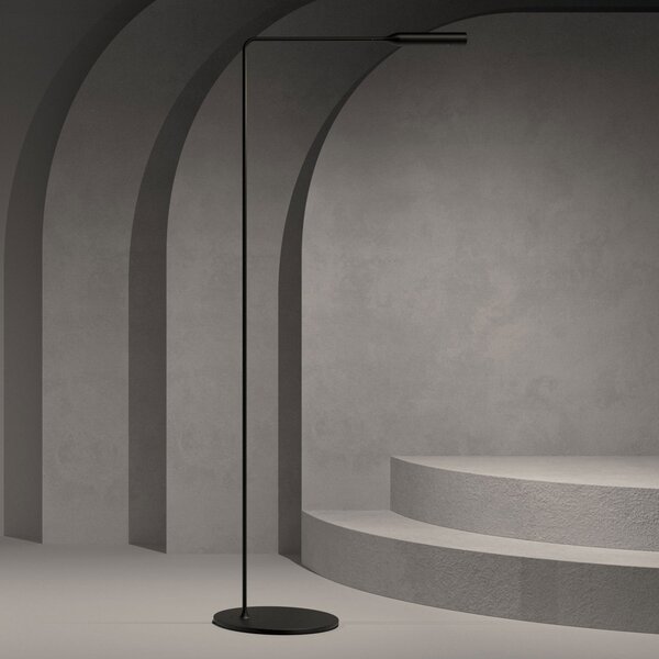 Lumina Lampă de podea Flo LED 3.000K negru, reglabil, Negru, Camera de zi / sufragerie, Metal, Design, Lumină de lectură