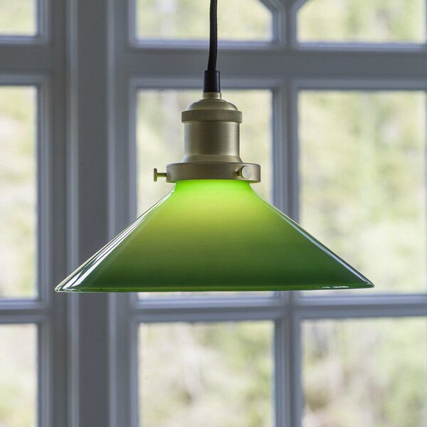 PR Home Lampă suspendată August, verde, Ø 25 cm, reglabil, Verde, Camera de zi / sufragerie, Sticlă, Design