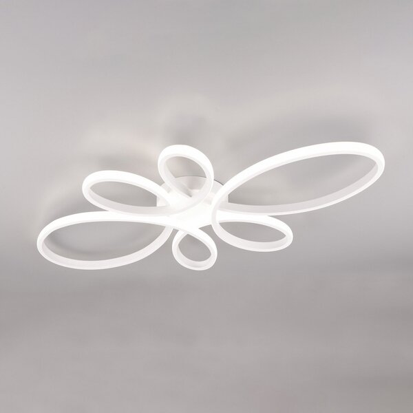 Trio Lighting Plafonieră cu LED Fly, alb mat, 4.000 K, 83 cm x 45 cm, reglabil, Alb, Camera de zi / sufragerie, Metal, Modern