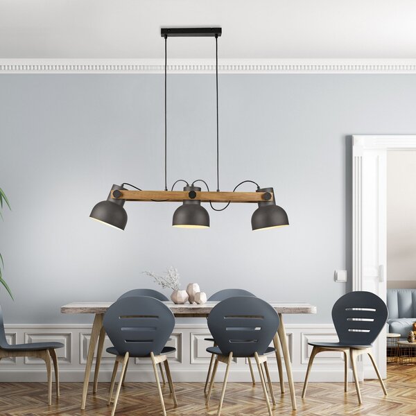 JUST LIGHT. GmbH DOAR LUMINĂ. Lampă suspendată Cup 2.0, 3 lumini, negru, metal, reglabil, Negru, Camera de zi / sufragerie, Metal, Design industrial