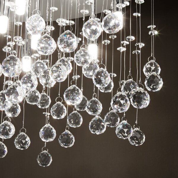 IDEAL LUX Plafonieră Ideal Lux Moonlight cromat metalic cristal 8 lumini., Metalic, Camera de zi / sufragerie, Metal