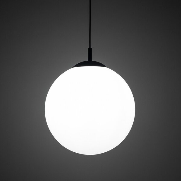 TK Lighting Lampă suspendată Esme, sticlă opalină, un singur bec, Ø 35 cm, reglabil, Alb, Camera de zi / sufragerie, Sticlă, Modern, glob