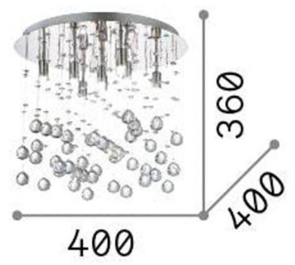 IDEAL LUX Plafonieră Ideal Lux Moonlight cromat metalic cristal 8 lumini., Metalic, Camera de zi / sufragerie, Metal