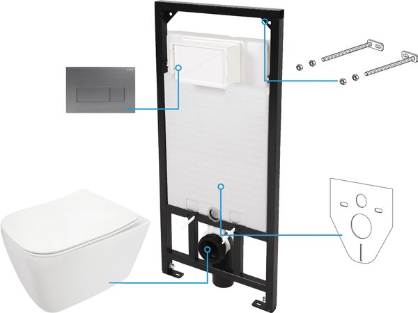 Deante Hiacynt New set cadru și vas wc, capac+ buton de spălare CDYT6ZPW