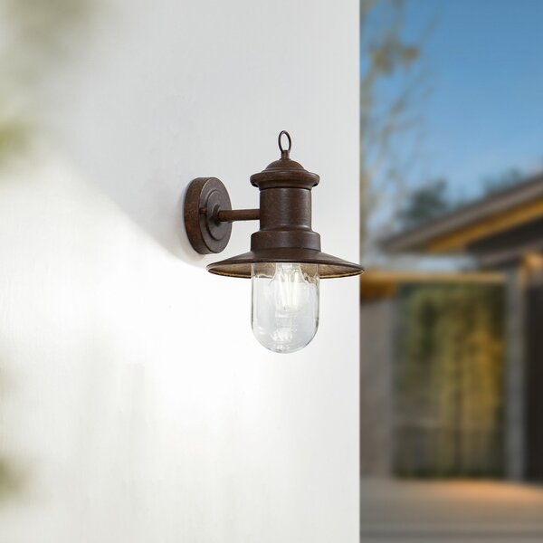 Lindby Lampa de perete pentru exterior Eloretta, culoare ruginiu, oțel, reglabil, Maro / Rugină, Metal, Casă de țară / Rustic, Felinar