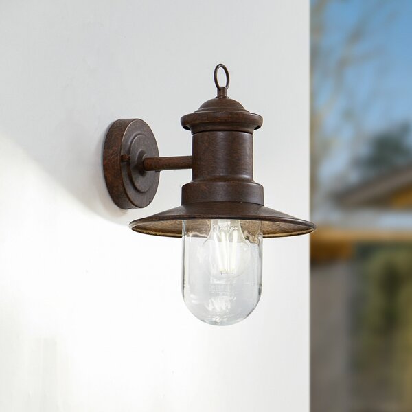 Lindby Lampa de perete pentru exterior Eloretta, culoare ruginiu, oțel, reglabil, Maro / Rugină, Metal, Casă de țară / Rustic, Felinar