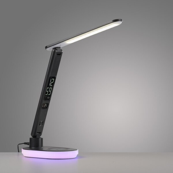 JUST LIGHT. GmbH Lampă de masă cu LED Tina, ABS, CCT, RGB, negru, reglabil, Negru, Studiu / Birou, Plastic