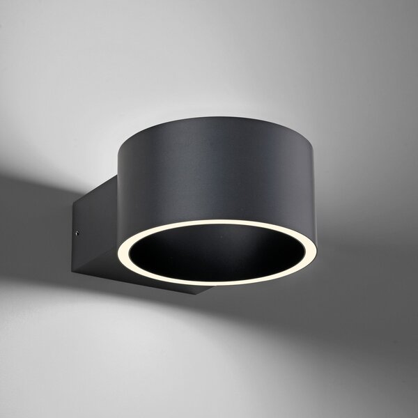 PURE Aplică LED Clipse, gri, aluminiu, Ø 15 cm, reglabil, Gri, Camera de zi / sufragerie, Aluminiu, Modern, Perete rotund