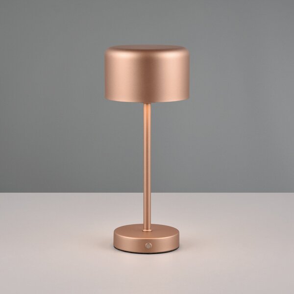 Reality Leuchten Lampă de masă reîncărcabilă Jeff LED, cafea, înălțime 30 cm, metal, reglabil, Maro / Rugină, Camera de zi / sufragerie, Metal, Modern