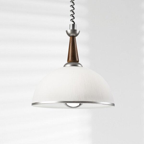 Lamkur Lampă suspendată Ilsa, alb/argintiu, Ø 30 cm, reglabilă pe înălțime, reglabil, Alb, Bucătărie, Sticlă, Casă de țară / Rustic