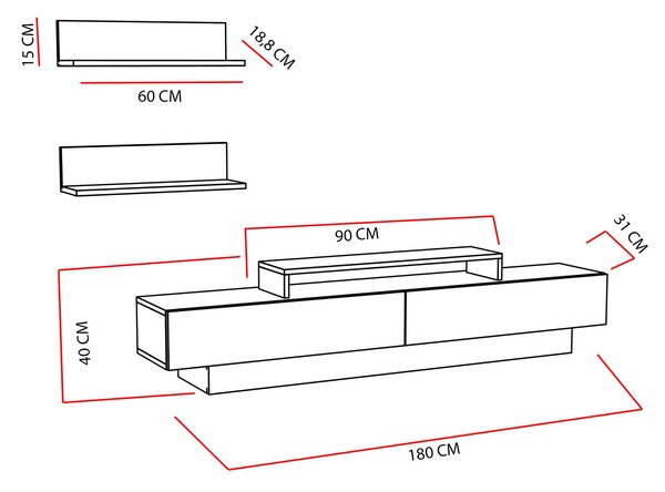 Mobilier living Luscious (alb + cordoba). 1102300