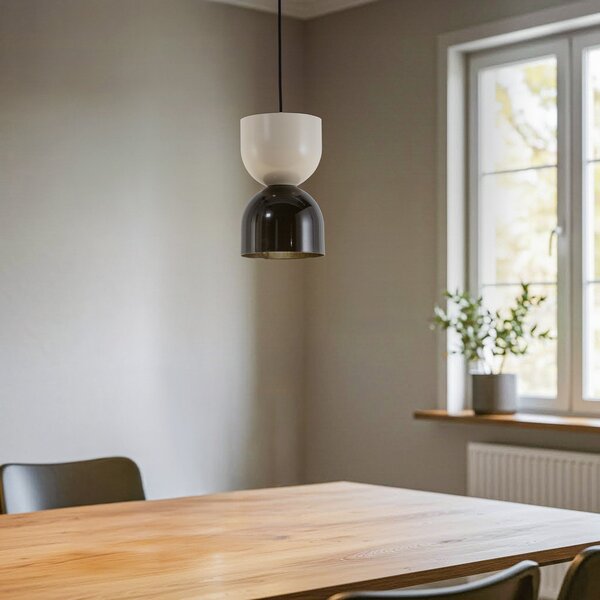 ALDEX Lampă suspendată Lui, negru/crem, abajur metalic, reglabil, Negru, Camera de zi / sufragerie, Metal, Modern
