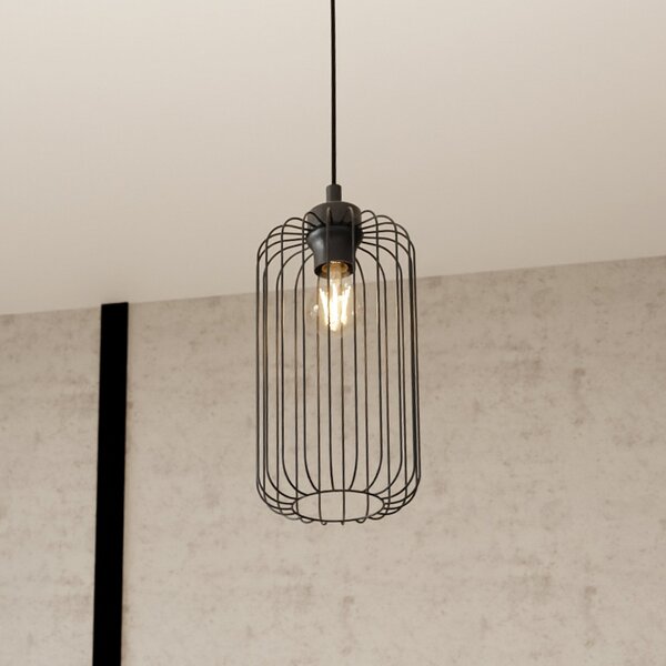 EMIBIG LIGHTING Lampă suspendată Vander, Ø 16 cm, negru, metal, E27, reglabil, Negru, Camera de zi / sufragerie, Metal, Modern