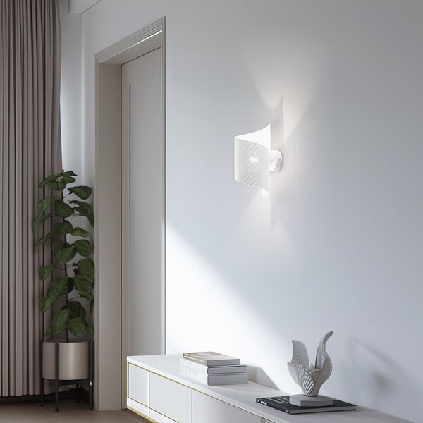 EMIBIG LIGHTING Aplică de perete Spiral, alb, metal, G9, 29 cm înălțime, reglabil, Alb, Camera de zi / sufragerie, Metal, Modern