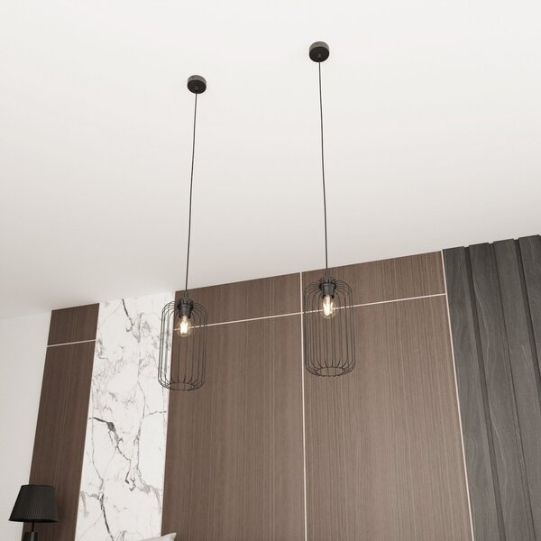 EMIBIG LIGHTING Lampă suspendată Vander, Ø 16 cm, negru, metal, E27, reglabil, Negru, Camera de zi / sufragerie, Metal, Modern