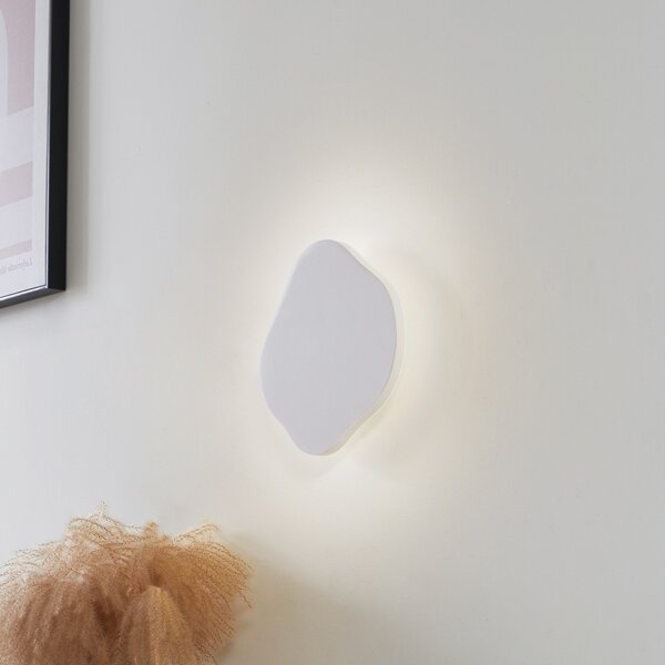 Lindby Aplică de perete LED Nielson, alb, gips, 30 x cm, reglabil, Alb, Camera de zi / sufragerie, Tencuială / Argilă, Modern