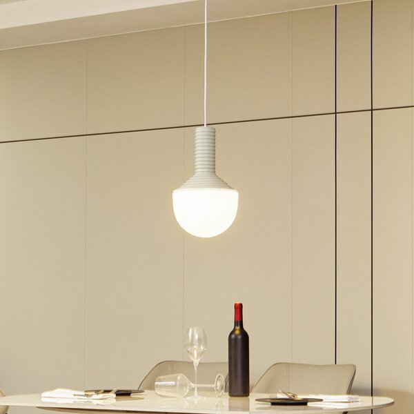 Lucande lampă suspendată Florine, gri/opal, ceramică, sticlă, reglabil, Gri, Camera de zi / sufragerie, Ceramică, Design
